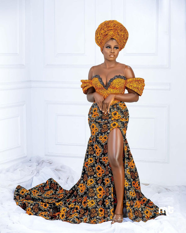 Floral-Themed Ankara Corset Dress